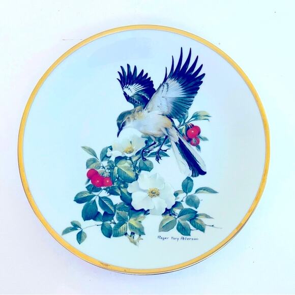 MOCKINGBIRD Songbirds Roger Tory Peterson Bird Plate Porcelain Collector Birds - Picture 2 of 3